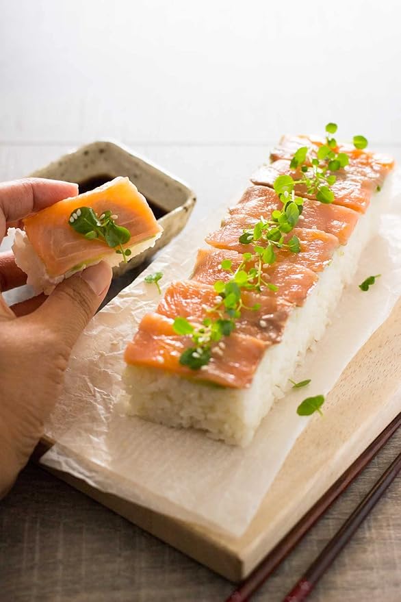 JapanBargain 3130, Wooden Oshizushi Press Maker Rectangular Sushi Press Mold Oshizushihako, 8.5 inch x 2.75 inch, 6 Pack