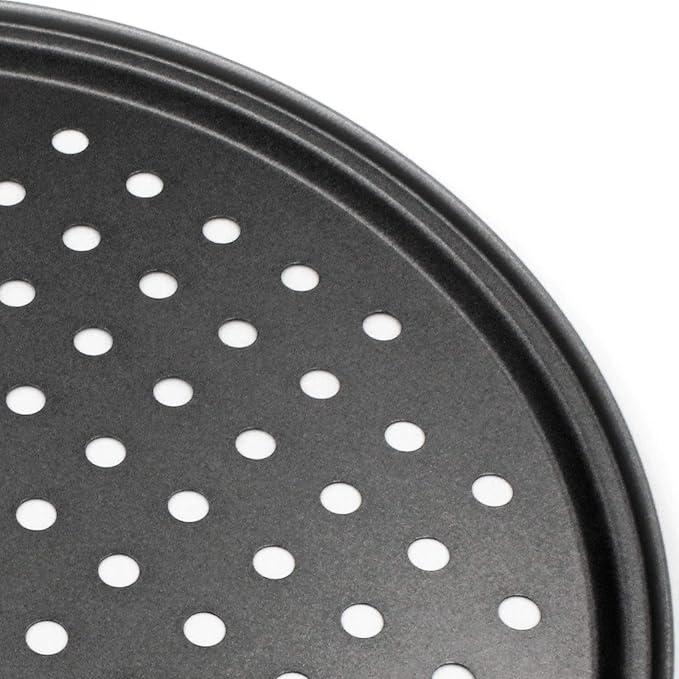 Handook Pizza Pan for Oven, Nonstick Pizza Pans, Carbon Steel Pizza Pan with Holes, Pizza Baking Pan for Oven Baking Supplies, for Home Baking Kitchen Oven Restaurant (12 Inch)