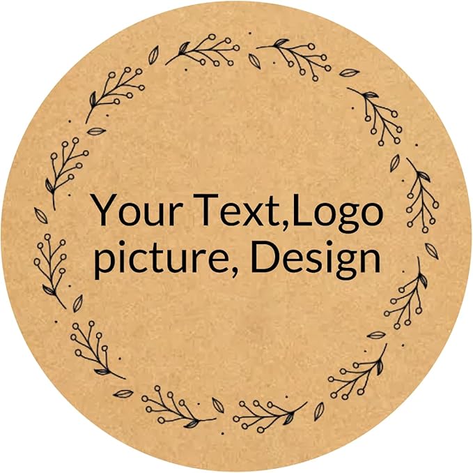 Custom Stickers Kraft Paper Labels Personalized Withe Text, Business Logo Customized Food Jars Labels Bakery Label Sticker Package Favor Canning Circle 100pcs (Style 2)