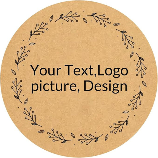 Custom Stickers Kraft Paper Labels Personalized Withe Text, Business Logo Customized Food Jars Labels Bakery Label Sticker Package Favor Canning Circle 100pcs (Style 2)