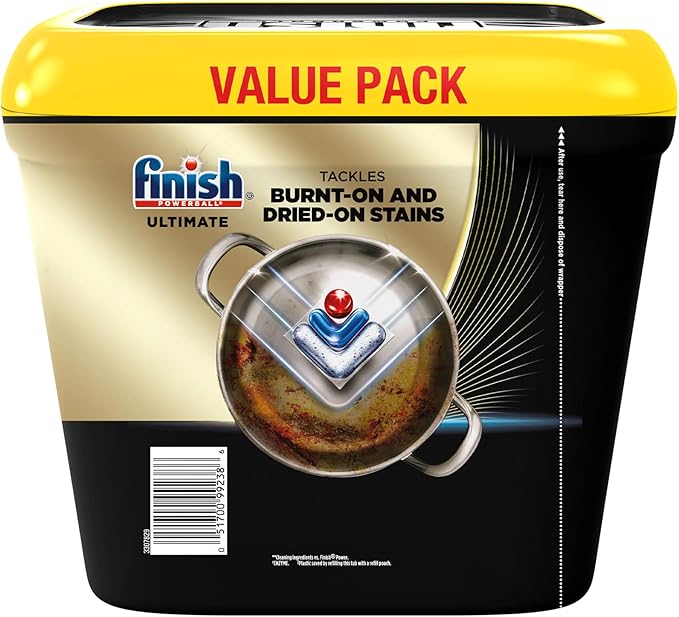 Finish Ultimate Dishwasher Pods, No Pre-Rinse Dishwasher Detergent Soap Removes Burnt-On Stain, with CycleSync Technology, Degreasing & Scrubbing Power, 52 Count (Packaging may vary)