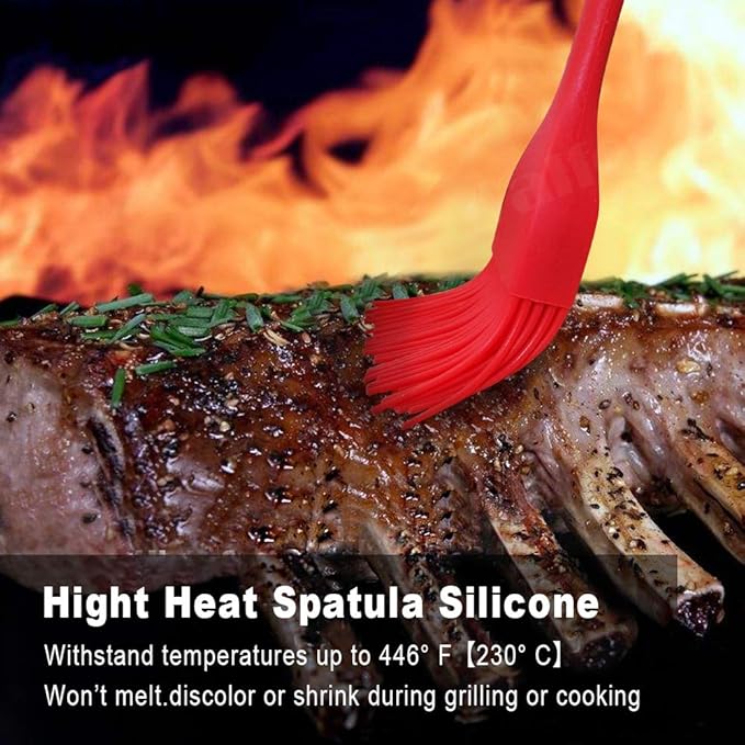 Walfos Silicone Basting Pastry Brush, Heat Resistant Pastry Brush Set, Strong Steel Core and One-Pieces Design, Perfect for BBQ Grill Baking Kitchen Cooking, BPA Free and Dishwasher safe, 2 Pcs (red)