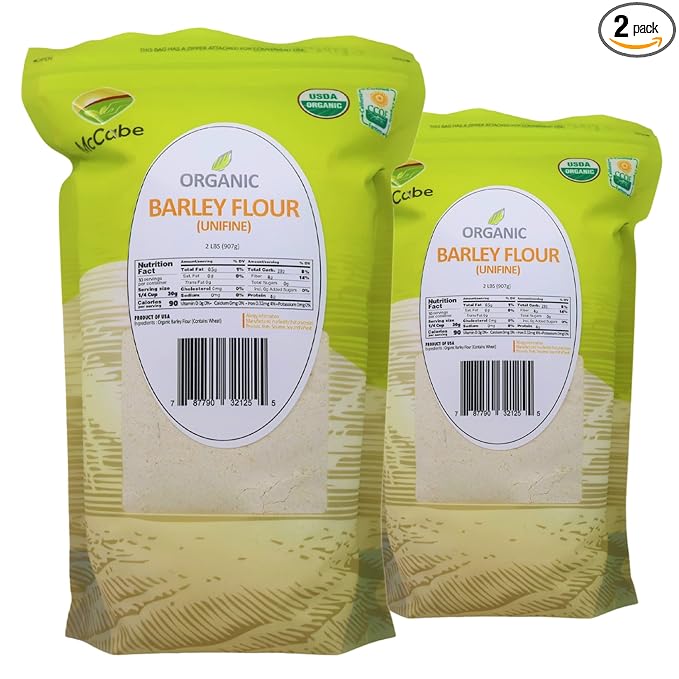 McCabe Organic Barley Flour - Barley Flour for Cooking and Baking | Rich in Fiber | USDA and CCOF Certified | Product of USA | 2 lbs (32 Oz) Pack of 2
