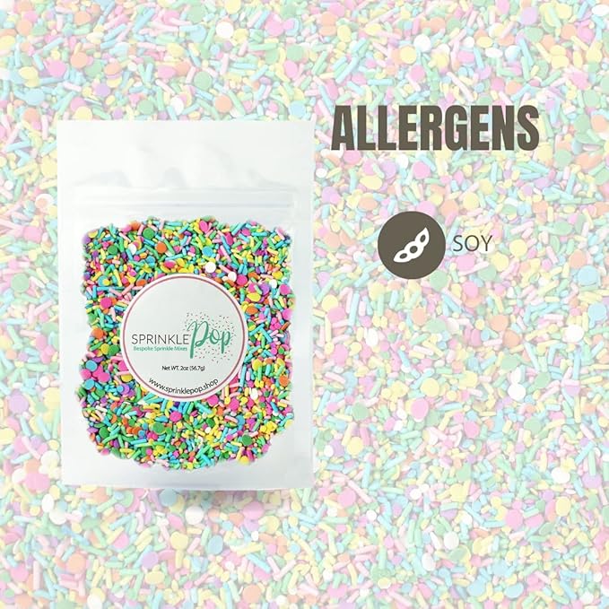Pastel Party Sprinkles Mix | Made In USA By Sprinkle Pop| A Blend of Pink yellow Blue Green Purple Orange Lavender Mint Confetti Sprinkles| Easter Sprinkles For Decorating Cake Cupcakes Cookies, 2oz