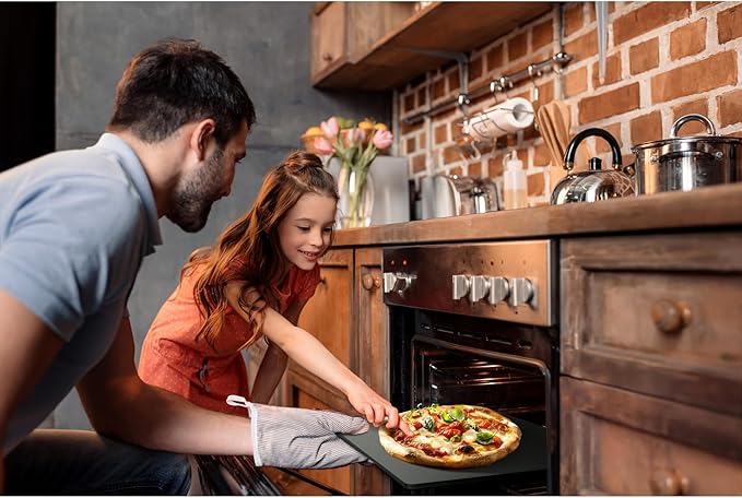 Onlyfire Pizza Steel Baking Stone for Oven BBQ and Grill - 16 x 14 inch Large Non-Stick Pizza Pan with High Performance Conductive Grilling Surface for Pizza Bread