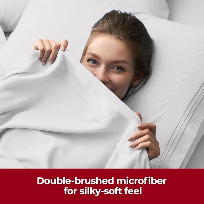 Mellanni Extra Deep California King Sheets - 4 PC Iconic Collection Bedding - Hotel Luxury, Ultra Soft, Cooling Bed Sheets - Wrinkle, Fade, Stain Resistant (Cal King, White)