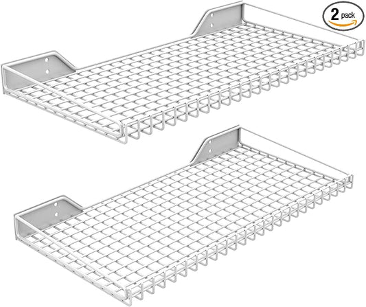 Ultrawall Wall Mounted Storage Shelf for Garage, 2 Pack Metal Shelf Rack, Heavy-Duty Wall Organizer Shelves Suitable for Shop, Shed, Garage 23.5inch x 12inch(White)