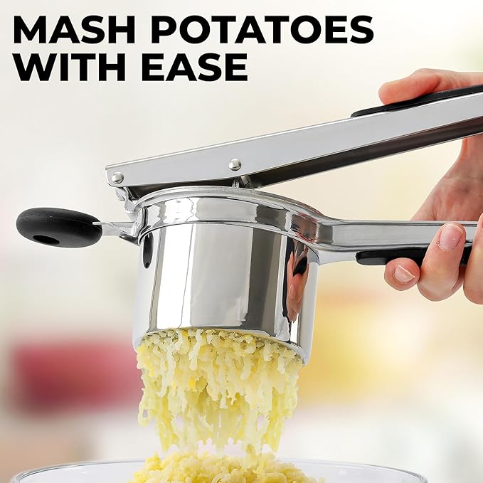 Zulay Kitchen Premium Large 15oz Potato Ricer With 3 Interchangeable Discs, Heavy Duty Professional Stainless Steel Potato Masher and Ricer Kitchen Tool, Press and Mash Kitchen Gadget