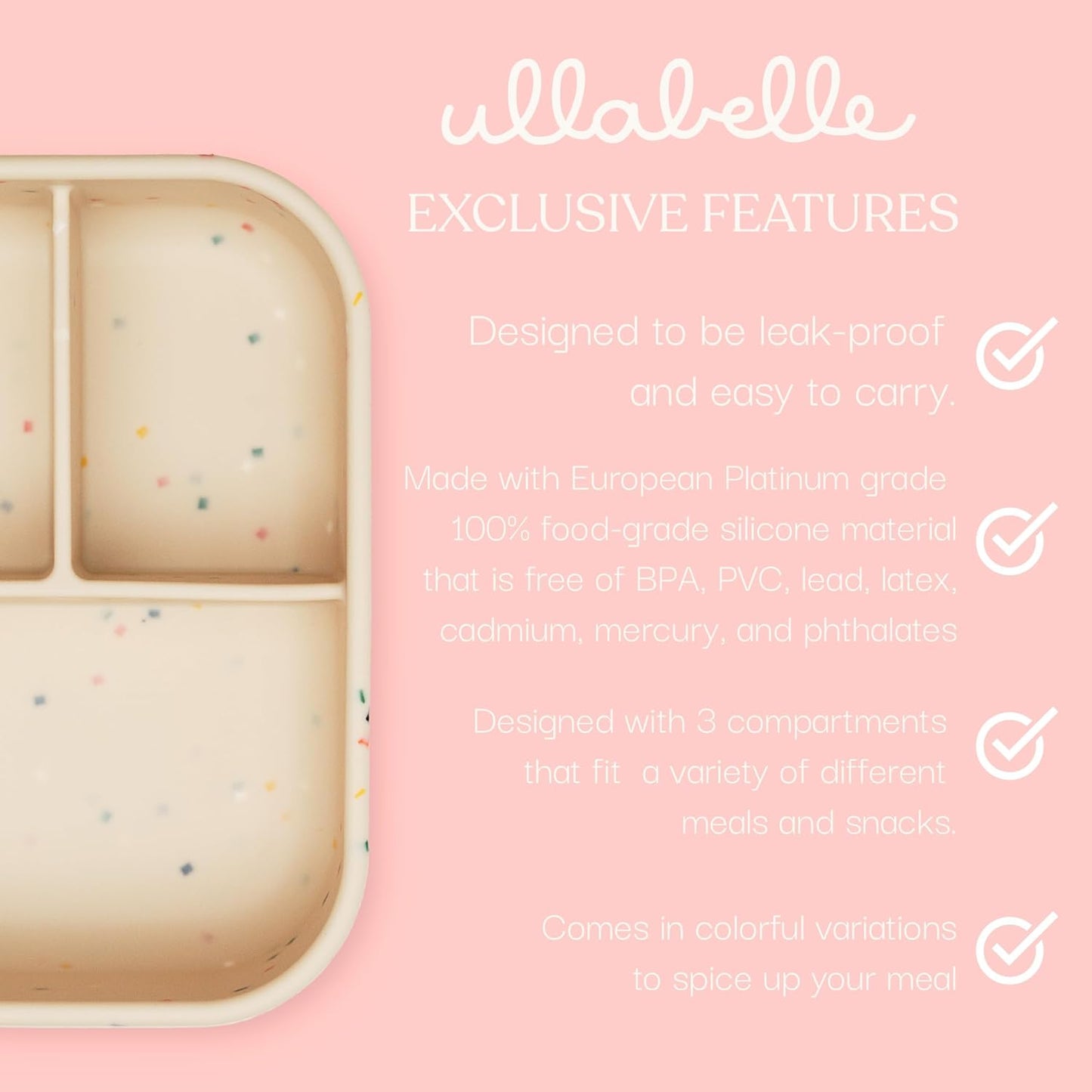 Ullabelle Leak Proof Bento Box Food-Grade Silicone Bento, BPA, Phthalate, Lead, & PVC Free - Bento Lunch Box for Daycare, Kids, & Adults - Leak Resistant Sets With Lids Snack Box Container (Green)