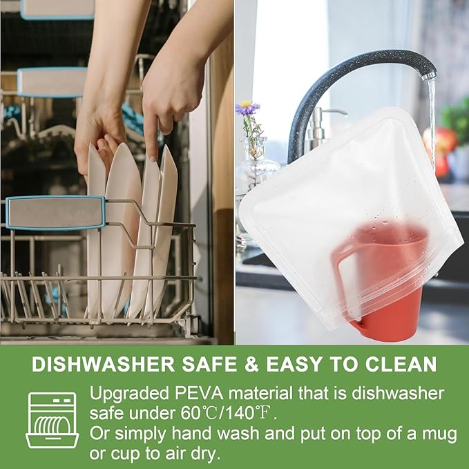 Clear Sandwich Bag/Snack Bag for Kids & Adults, Reusable Double Ziplock Cosmetic Bag Makeup Travel Bag for Women Girls, Leakproof, Washable, Food Safe, BPA Free (1-Pack, Clear)