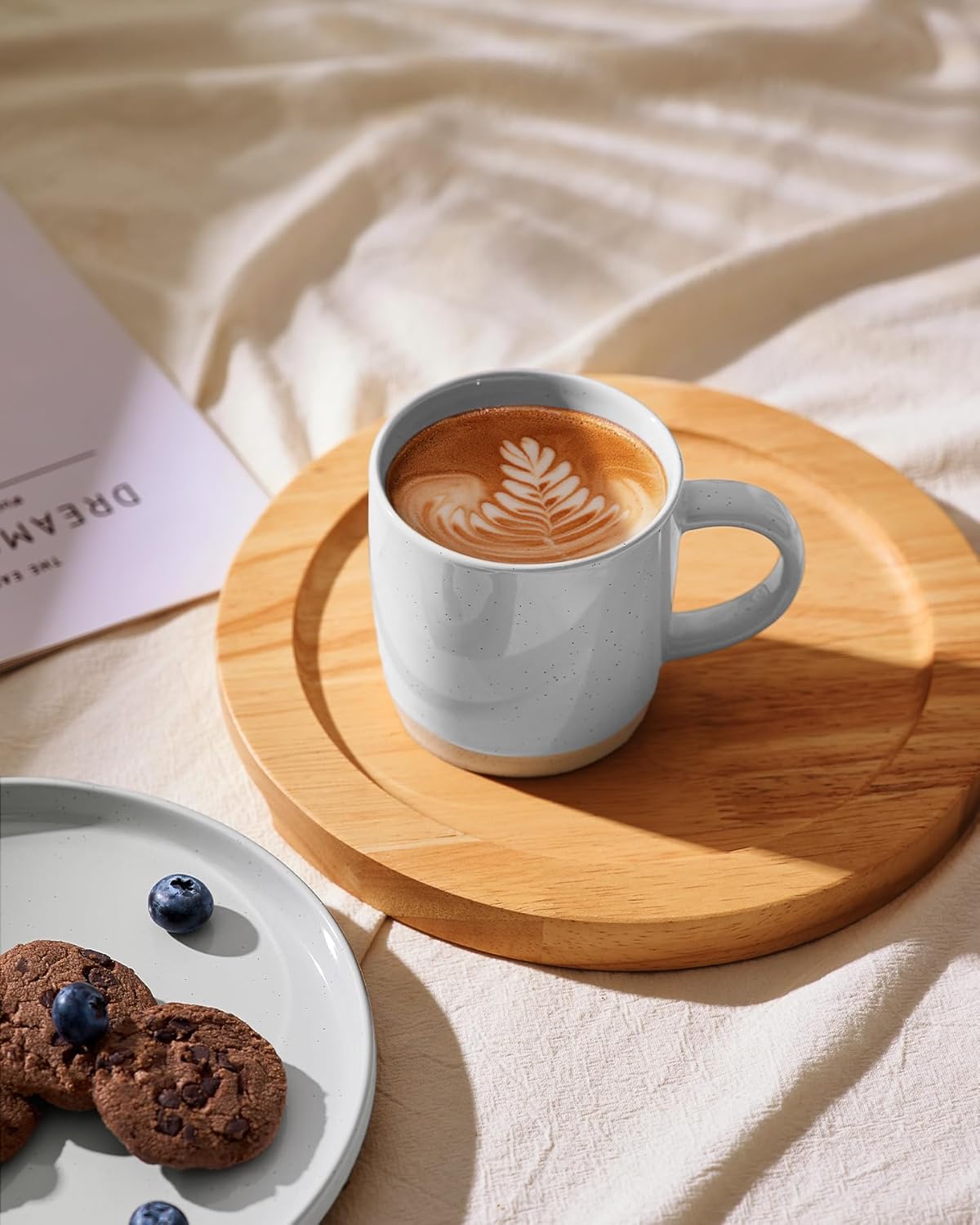 famiware Coffee Mugs for 6, 12 oz Mug Set, Dringking Cup with Handle for Coffee, Tea, Cocoa, Milk, Milkyway serise, Ligth Gray