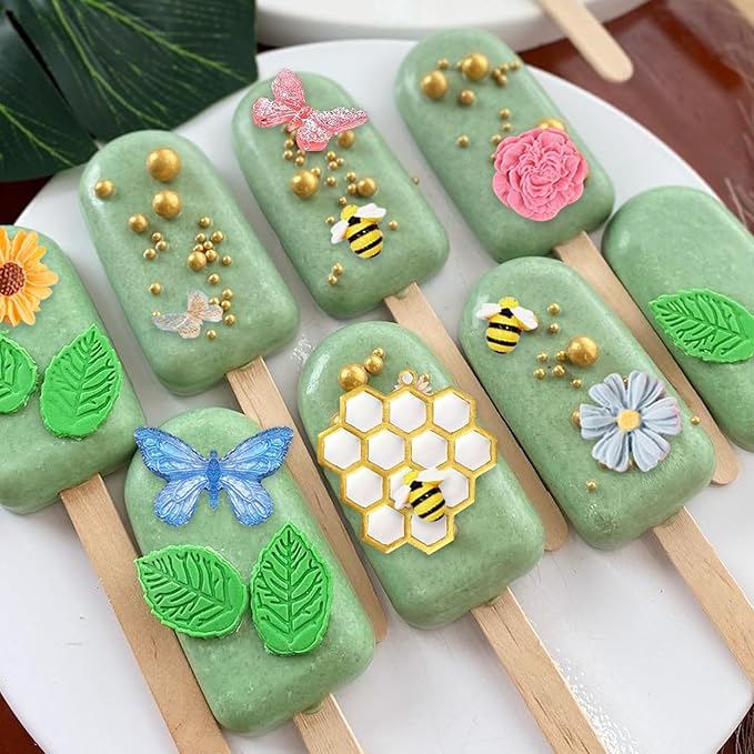 Flower Silicone Cake Mold 6 Pcs, Mini Leaf Fondant Mold for Chocolate Fall Silicone Molds Cake Decoration Candy Sugar Cupcake Topper Cake Pop Popsicle Polymer Clay Crafts