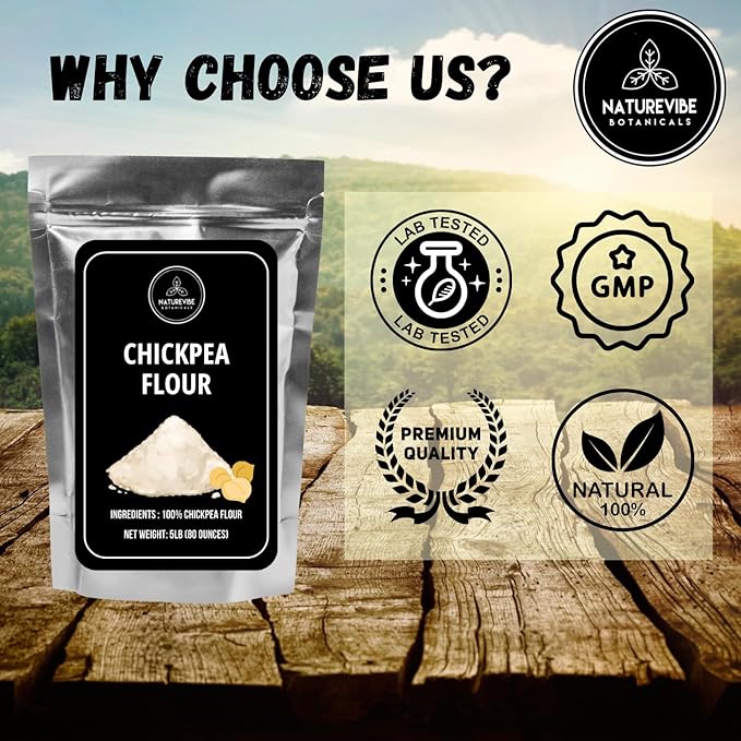 Naturevibe Botanicals Chickpea Flour 5lb Premium Quality | Used for Baking and as Thickener