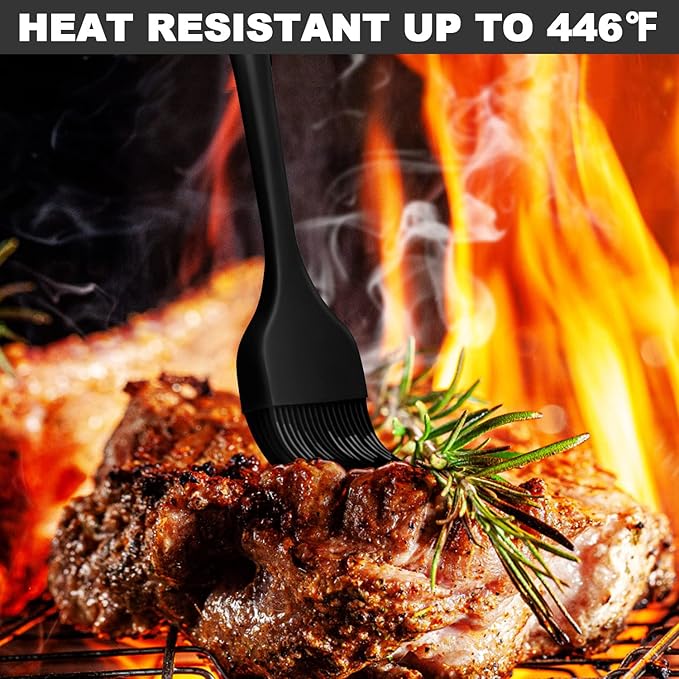 Anaeat 2 Pack Silicone Basting Pastry Brushes - Heat Resistant Brush with Soft Bristles, Hygienic One-Pieces Design, Marinade Brush Great in Baking for Spreading Oil Butter Sauce BBQ Grill