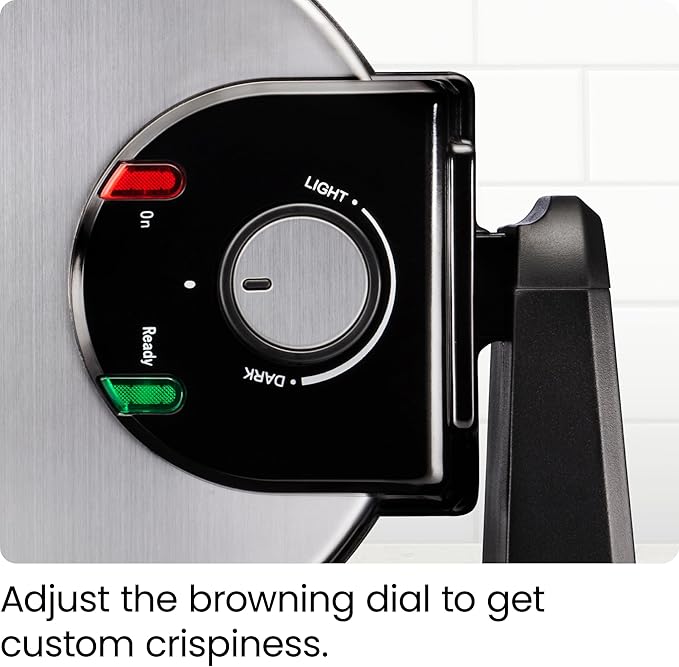 Chefman Rotating Belgian Waffle Maker, 180° Flip Iron w/ Non-Stick Plates, Adjustable Timer, Locking Lid, & Drip Plate, Space Saving Storage, Mess-Free Breakfast, Stainless Steel/Black