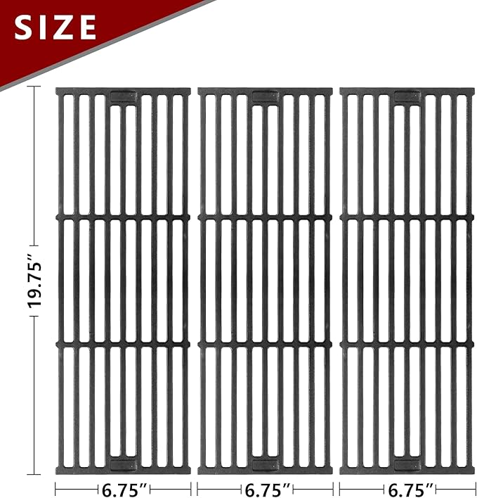 Grill Grates for Char Griller Replacement Parts Cast Iron Chargriller Cooking Grate 2121 2123 2222 2828 3001 3030 3725 4000 5050 5252 5650 9020 Charcoal Smoker Rack BBQ 19 3/4" x 20 1/4"