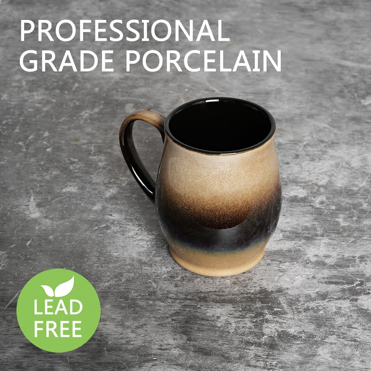 Bosmarlin Extra Large Ceramic Coffee Mug, 25 Oz, Dishwasher and Microwave Safe, Oversized Big Tea Cup for Office and Home, Reactive Glaze (Walnut)