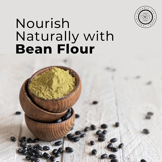 Pride of India- Black Bean Flour 1 lbs (454 gm) Rich Earthy Taste Freshly Milled in Small Batches | Ideal for Cakes Gravies Noodles Smoothies Custard | Vegan, Gluten-Free