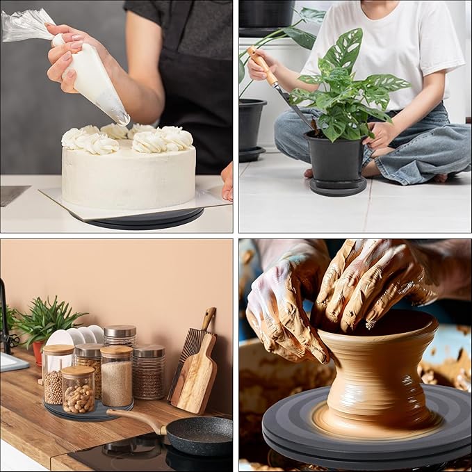 8 Pack 8 Inch Lazy Susan Turntable, Heavy Duty Lazy Susan Turntable Organizer, Premium 8 Inch Rotating Swivel Stand for Table Top, Kitchen, and More