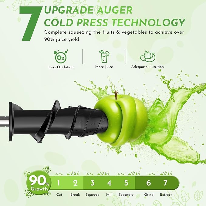 Masticating Juicer Attachment for KitchenAid Stand Mixer, Cold Pressed Juicer Machine, Slow Masticating with Dual Feed Chute, Bladeless Design, Max Nutrient Retention, Easy Clean by InnoMoon