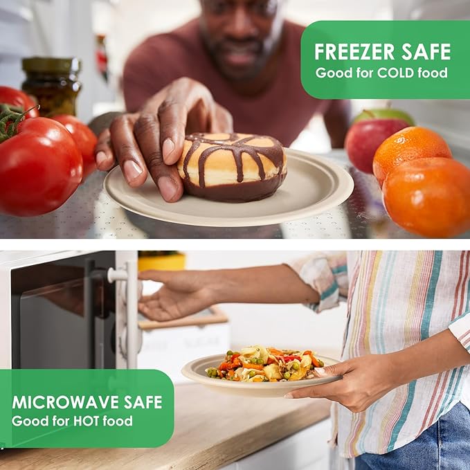 Gezond Compostable Small Paper Plates 6 Inch 125 Pack Dessert Plates Disposable Heavy-duty Made of Sugarcane Fiber