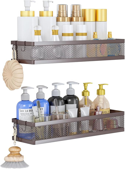 PUSDON Metal Wall Hanging Basket 2 Packs DIY Suitable for Multiple Scenes - Large Bronze Netting