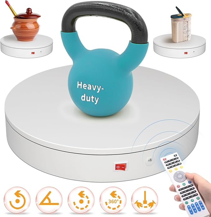 7.9In Remote Motorized Electric Turntable Rotating Display Stand Spinning Rotating Platform 360 Photography Turntable lazy susan base giratoria para for Photography,Display(Load Range:40~100lbs)
