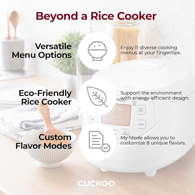 CUCKOO CR-0633F | 6-Cup (Uncooked) Micom Rice Cooker | 11 Menu Options: White Rice, Brown Rice & More, Nonstick Inner Pot, Made in Korea | White