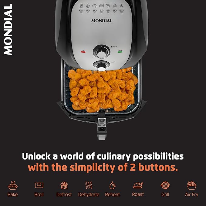 Air Fryer - 8.6 Quart Extra-Large Air Fryer, 2 Simple Dial Controls, 1800 Watts - Quick Heat Circulation Technology, Low Fat Cooking Less Calories - Removable Squared Basket - Black