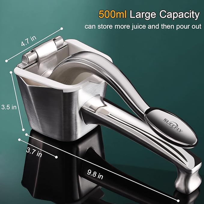 Lemon Squeezer - Stainless Steel Citrus Juicer, Heavy Duty Manual Juicer for Lemons, Limes, Oranges, Pomegranates (5 Year Warranty)