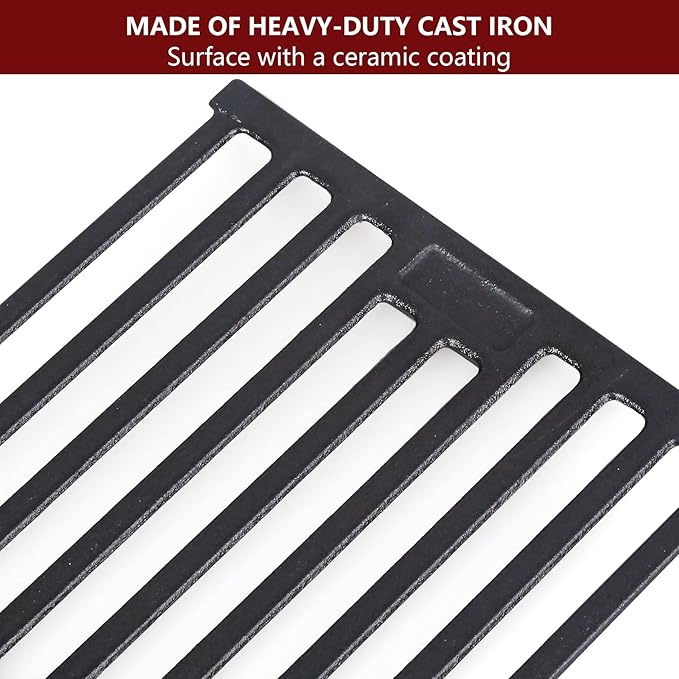 Grill Grates for Char Griller Replacement Parts Cast Iron Chargriller Cooking Grate 2121 2123 2222 2828 3001 3030 3725 4000 5050 5252 5650 9020 Charcoal Smoker Rack BBQ 19 3/4" x 20 1/4"