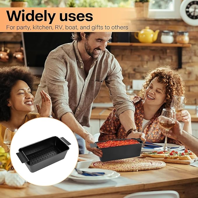 Meatloaf Pan with Drain Tray 2 Pack, Non Stick Meat Loaf Pan with Drip Tray, 9.8x5.7 Inch Loaf Pan with Insert Easy Removal Perforated, Bakeware Pan for Oven Baking Bread and Roasting Meat