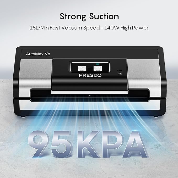 Automatic Vacuum Sealer, Powerful Food Vacuum Sealer Machine, Auto Dry-Wet Detection | Bag Cutter | 2 Rolls Bags | Effortless Operation, Black