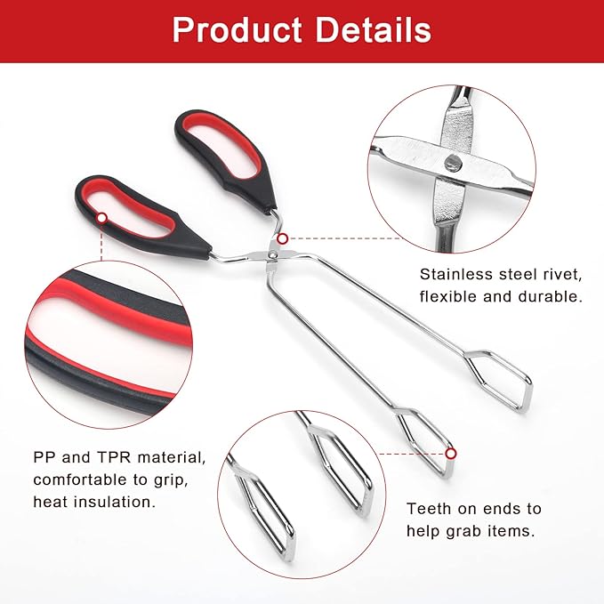 Coitak 3 Pack Scissor Tongs Cooking Stainless Steel Food Tongs Barbecue Grilling Tongs for Flipping Food Tool, 9/11/13 Inch