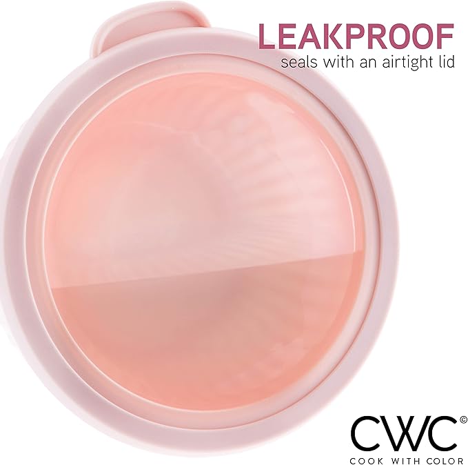 COOK WITH COLOR Prep Bowls with Lids- Wide and Deep Nesting Plastic Small Mixing Bowl Set with Lids, 12 Piece Set - Deep Bowls, Rose