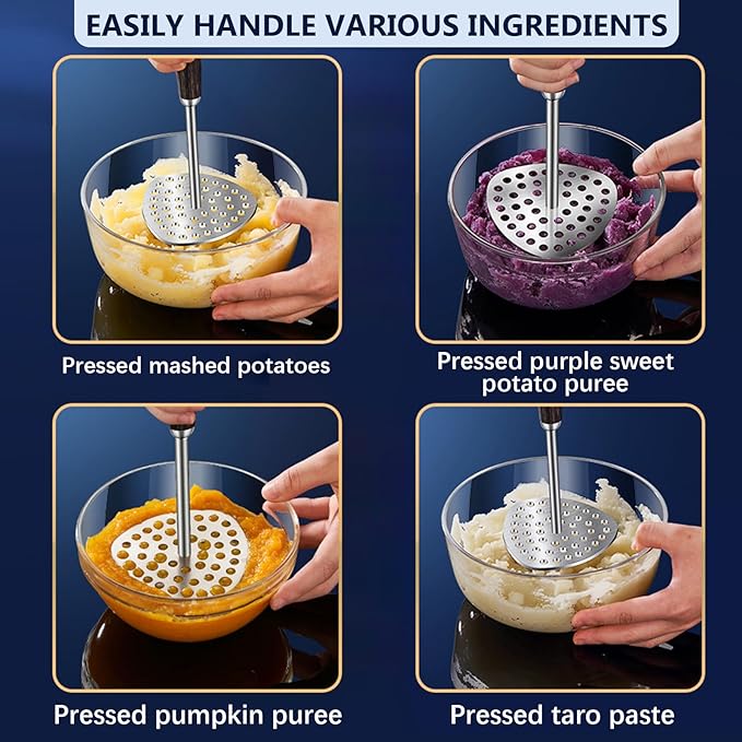 Sturdy Potatoes Masher, Aplastador de Papas, Small Hole Masher, Hand Bean Smasher Tool with Good Grip Handle, Potato Crusher Integrated Kitchen Tools for Cooking