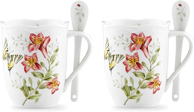 Lenox 833960 Butterfly Meadow Mugs And Spoon Set