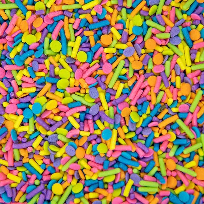 Neon Sprinkles for Baking Cupcakes - Neon Confetti Sprinkles for Cake, Cookie, Cupcake Decorating, and Toppings - Neon Cake Decorations in Pink, Yellow, Purple, Blue Jimmies and Confetti Sprinkles