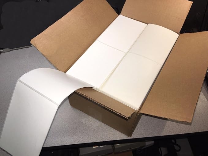 2 Stacks Fanfold 4" x 6" Direct Thermal Labels, 2000 Labels Per Stack, White Perforated, Permanent-Adhesive, Compatible with Zebra, Rollo and Most Thermal Label Printer