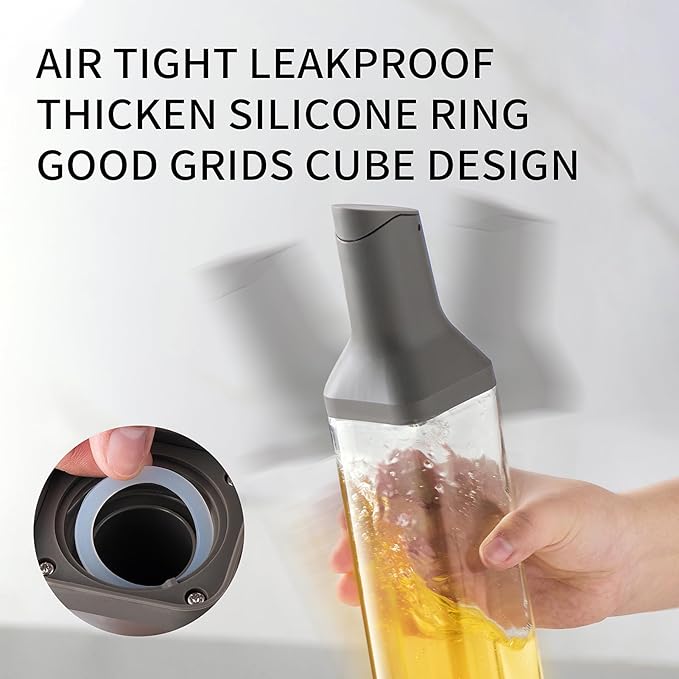 Olive Oil Dispenser for Cooking - 16oz Leakproof Glass Oil Dispenser Bottle with Gravity Spout, Air Fryer, BBQ, Healthy Salad & Non-Stick Pans, BPA-Free, Easy to Refill and Use, Yellow