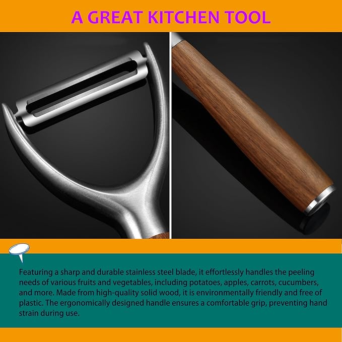 Heavy Duty Vegetable Peelers for Kitchen with 18/8 (304) Stainless Sharp Blade Real Solid Handle, Y Shaped Potato Peeler, Fruit Veggie Peelers for Apple Carrot Cucumber Tomato, Kitchen Gadgets