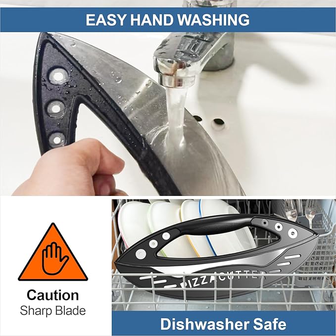 AILUROPODA 12-Inch Pizza Rocker Blade Cutter, Stainless Steel with Protective Cover, Silver