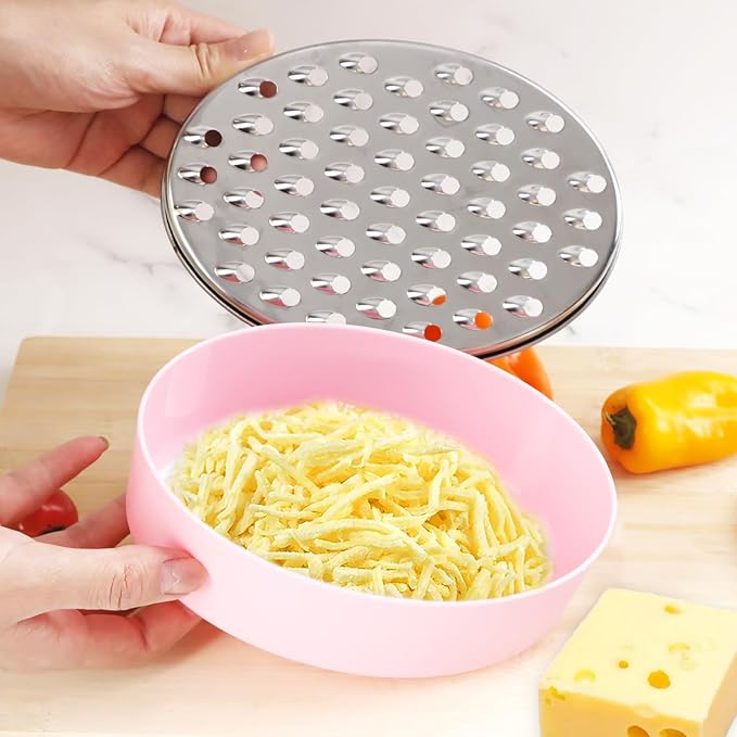 Cheese Grater Citrus Lemon Zester with Food Storage Container & Lid - Perfect For Hard Parmesan Or Soft Cheddar Cheeses, Ginger, Vegetables, Butter, Chocolate & Nutmeg (Pink)