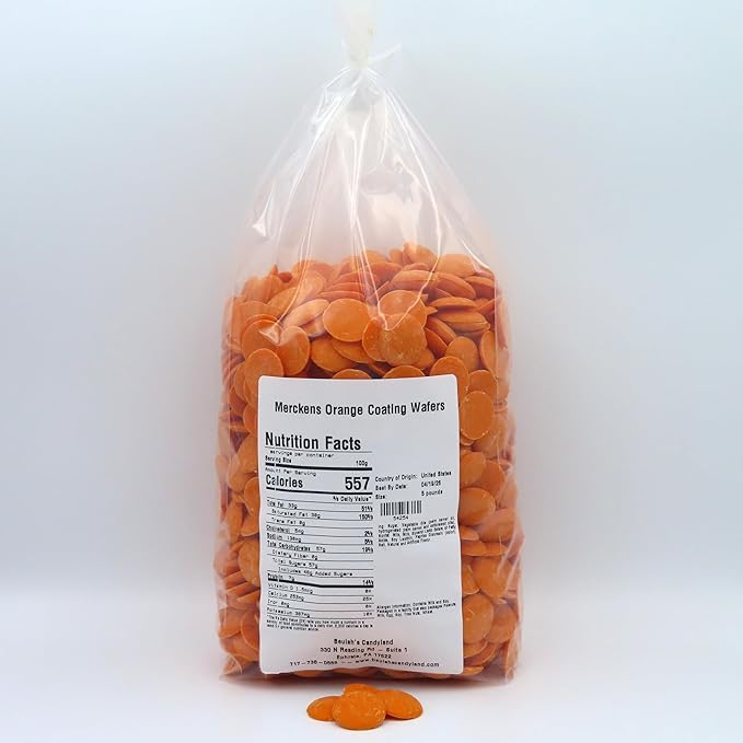 MERCKENS Coating Wafers, Orange Melting Chocolate, 5 Pound Package