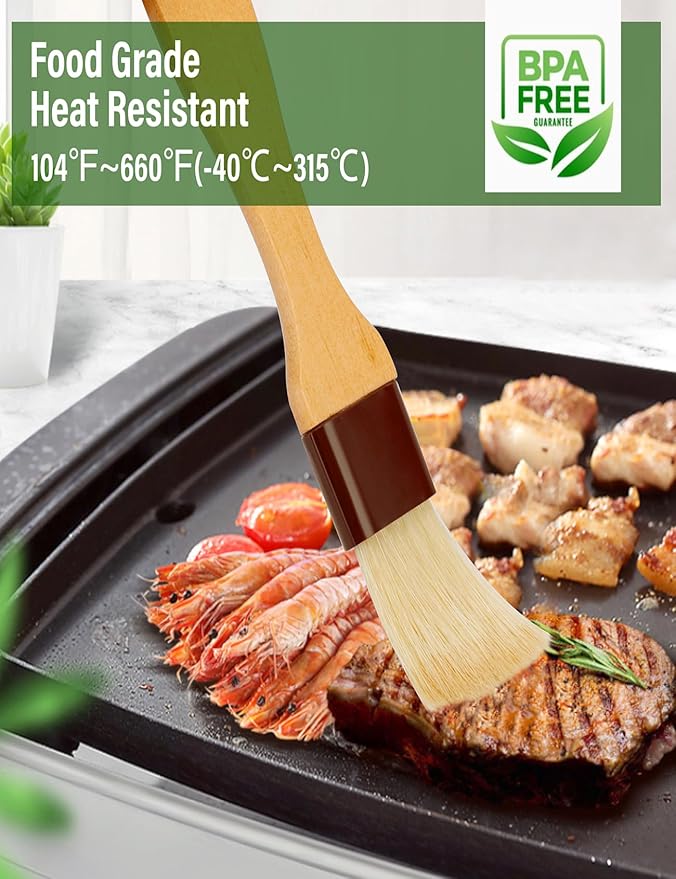 Pastry Brush,Basting Brush for Cooking,Natural Boar Bristle Pastry Brush for Baking,Not Shed Cooking Brush for Oil and Sauce,Butter Brush,Food Brushes,Baster,Egg Wash Brush Kitchen Gadgets(1.5 inch)