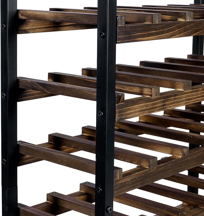 MyGift Wine Rack Freestanding Floor Stand, 9 Tier Wine Bottle Shelf - Holds up to 54 Bottles (Solid Wood)
