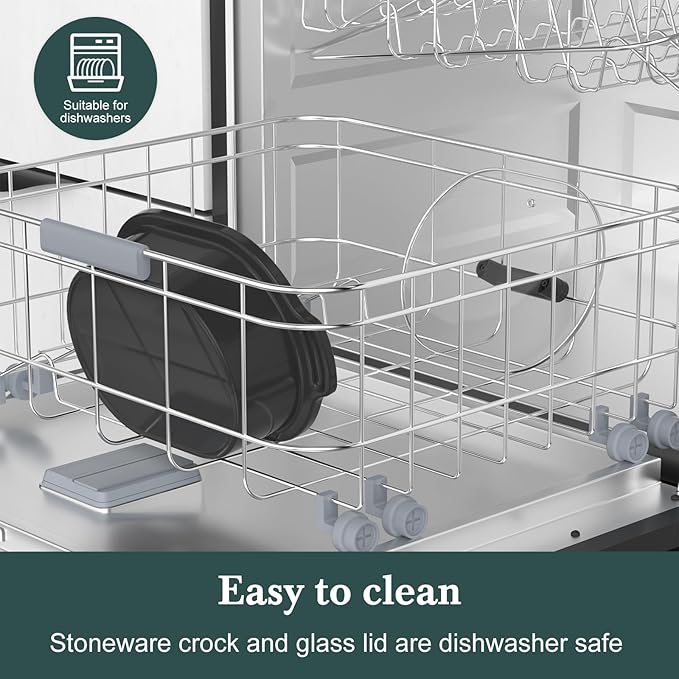 6 Quart Programmable Slow Cooker Removable Healthy Nonstick Pot - Small Kitchen Appliance for Family Dinners - Serves 6+ People - Heat Settings: Keep Warm, Brown Sugar