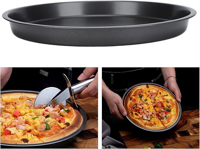2Pcs Pizza Pan, 6in/9in/10in/12in Deep Dish Round Pizza Pan for Oven, Non Stick Thickened Carbon Steel Baking Pan for Home Kitchen, Dishwasher Safe(12in)