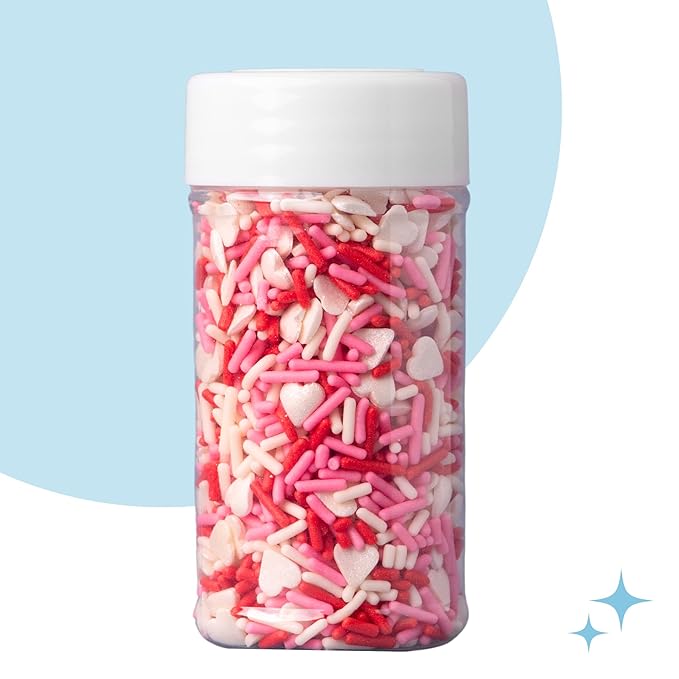 Sweets Indeed Heart Sprinkles, 4 Pack, Edible Sprinkle Mix, Perfect for Cake Decorations, Baking, Ice Cream, Cookies, Cupcake Topper (Sweetheart)