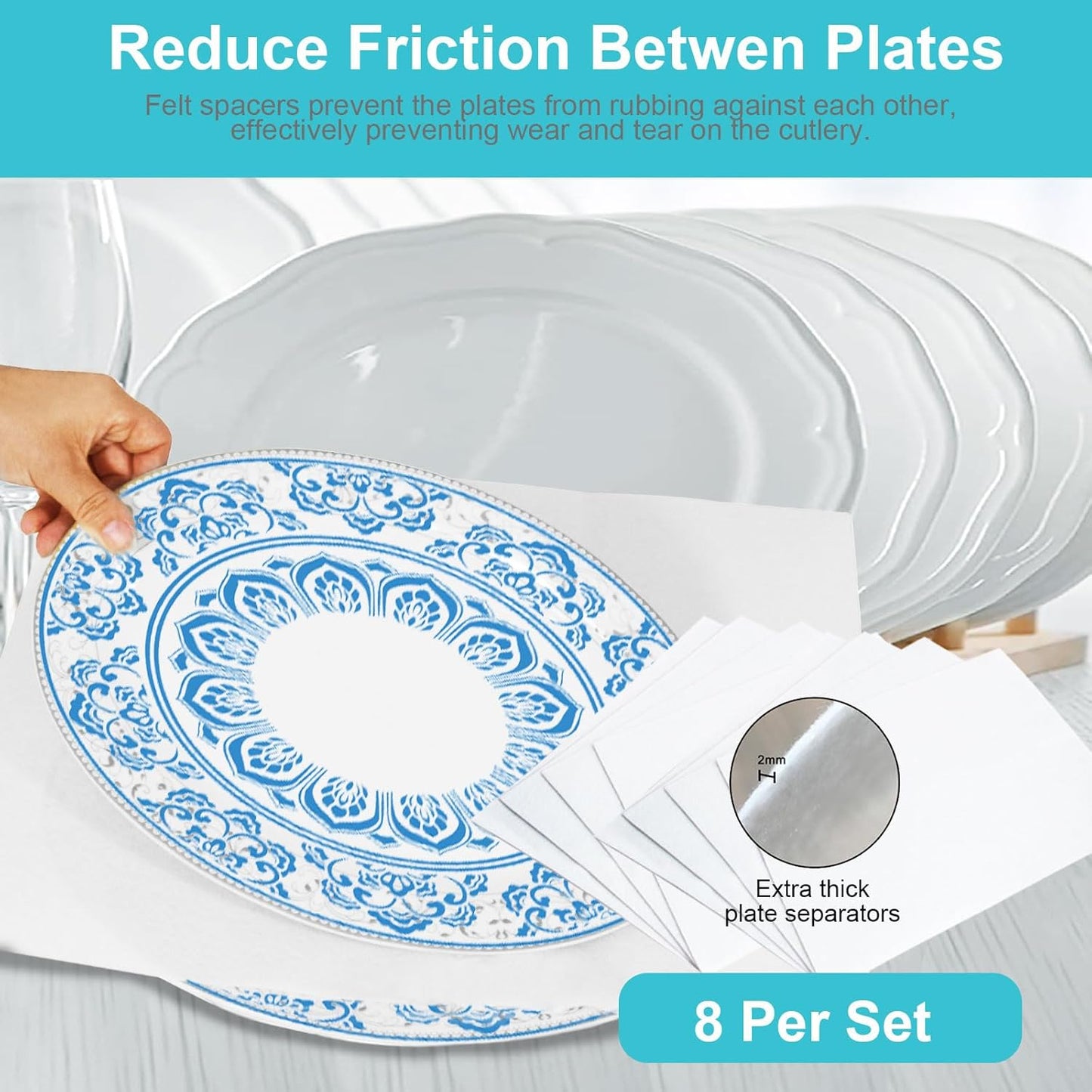 Quilted Platter Storage Case-Fine China Storage Containers Hard Shell for Organizing,Stackable Plate Storage Containers with 4 Felt Dividers,dinnerware Storage,Moving Box,Moving Supplies